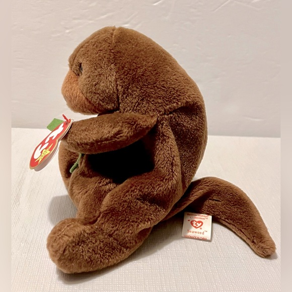 NWT TY Beanie Baby - SEAWEED the Otter Stuffed Toy (6 inch) Brown W/ Tags 1995 - Picture 2 of 13